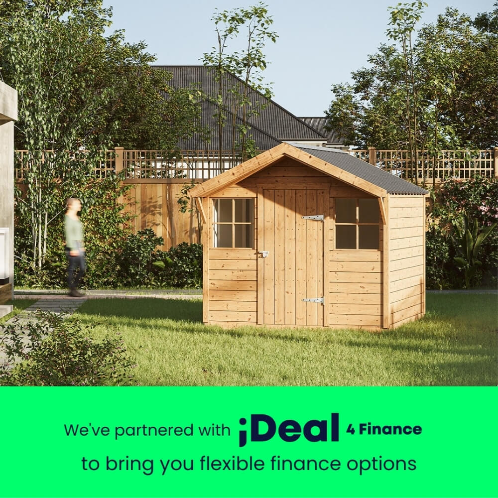 MCD Garden Chalet with pressure-treated Scandinavian timber and steel roof – garden office setup